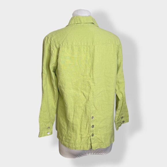Toofan Lime Green Linen Button Up Shirt - Picture 3 of 5